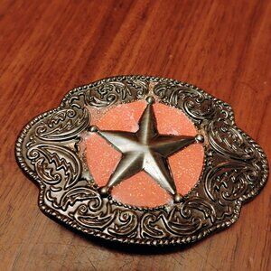 Huge funky star belt buckle peach & star unisex